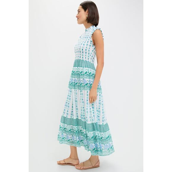 OLIPHANT Boreggo Green Sleeveless Smocked Maxi Dress Size M NWT Retail $298 - Picture 4 of 7